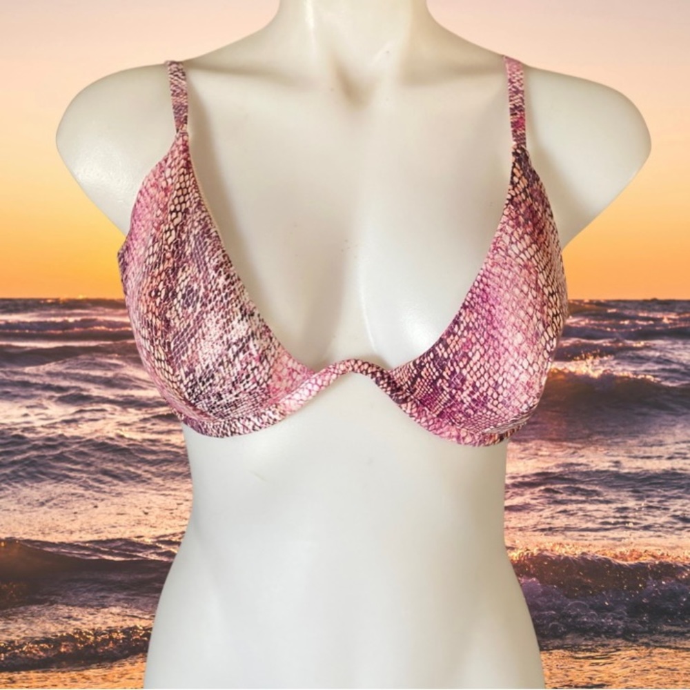 Snake print bikini swimsuit top